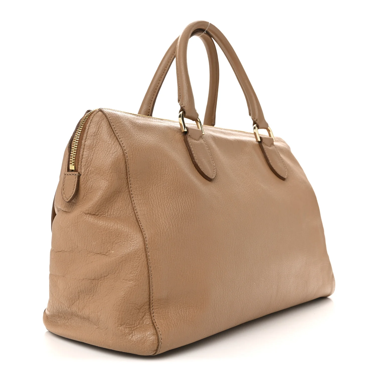 Glossy Goatskin Medium Del Rey Satchel Fudge - Top Club