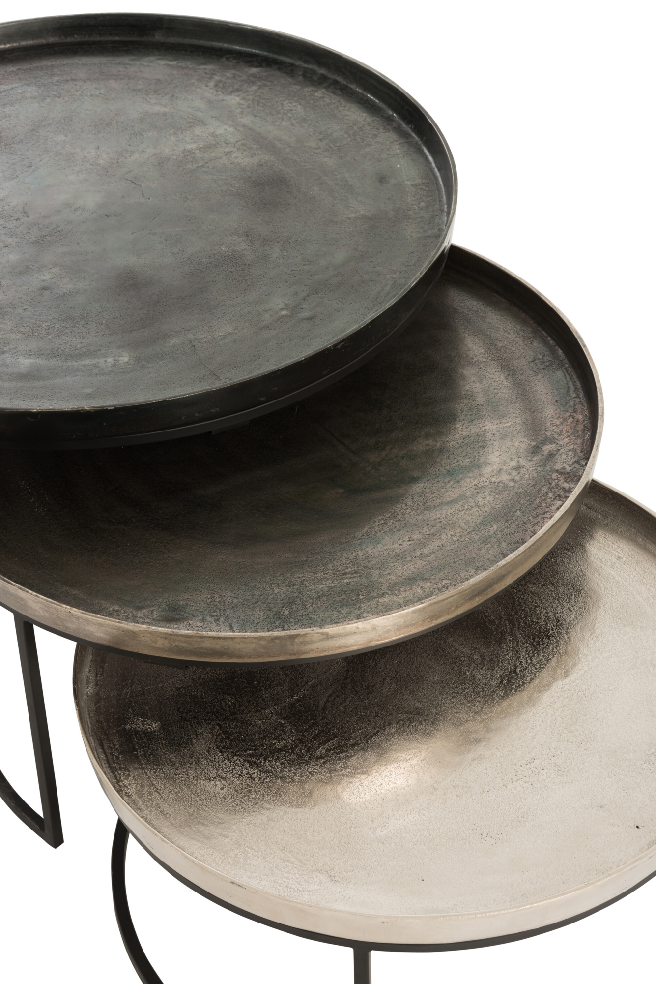 Bijzettafels Rond aluminium zwart/mix - Set van 3