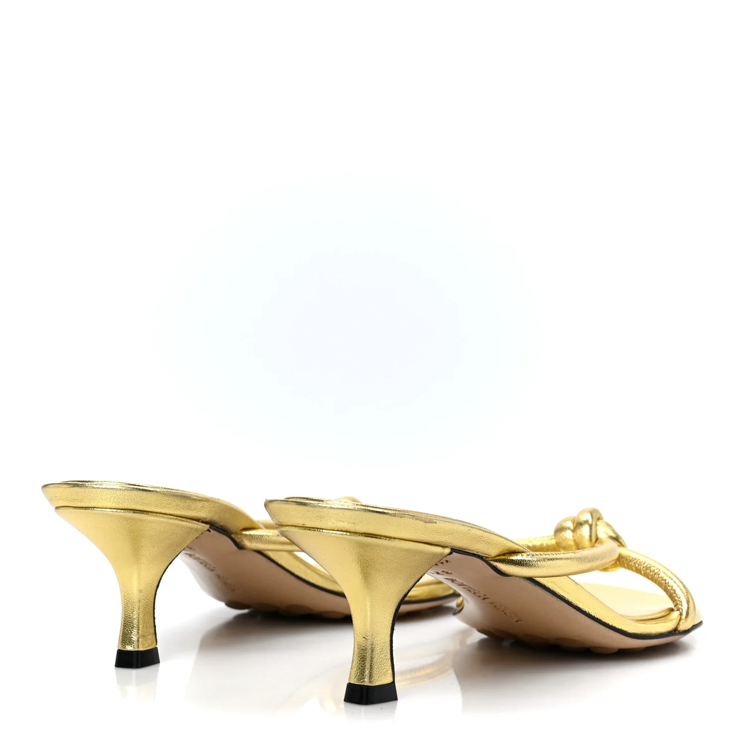 Metallic Nappa Blink Knot Mule Sandals 37.5 Gold - Top Club