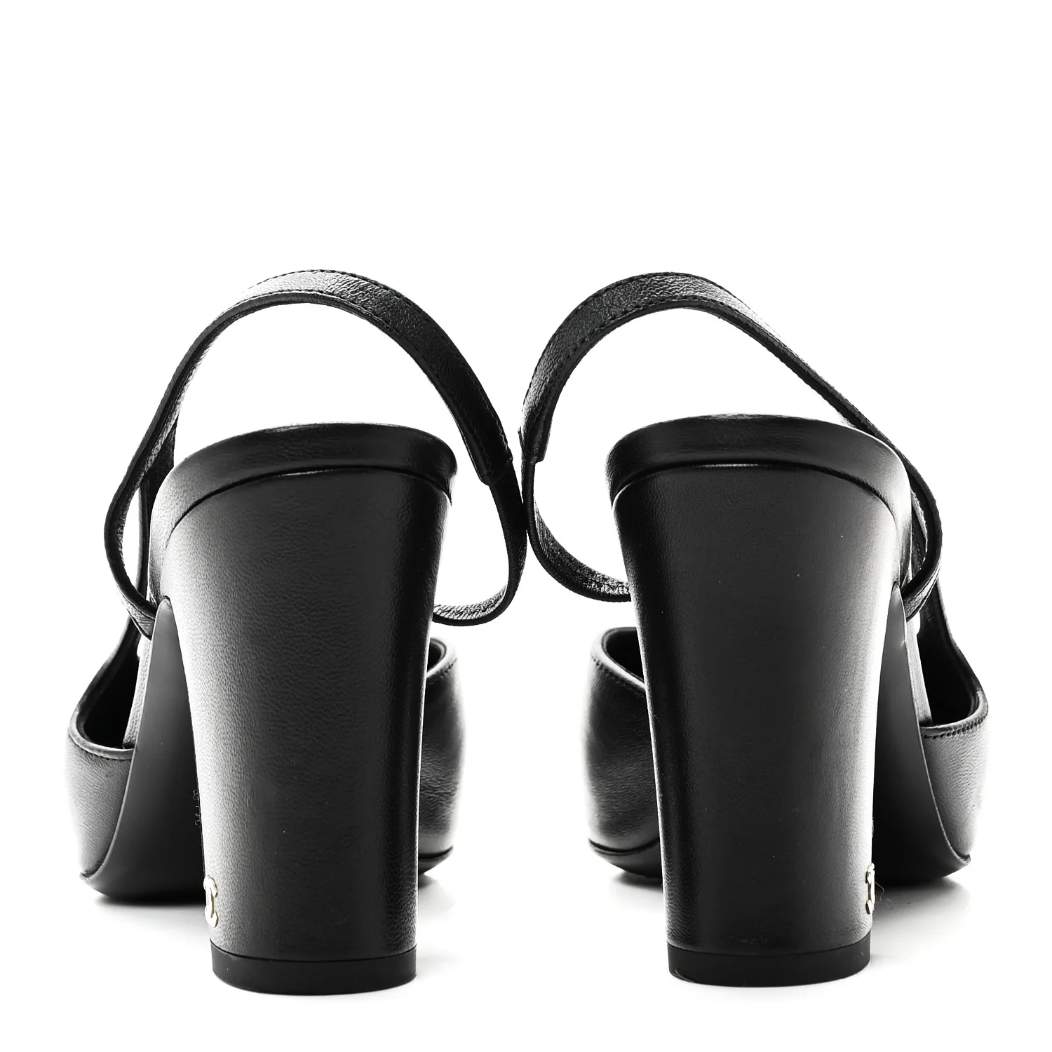Lambskin Grosgrain Cap Toe CC Slingback Pumps 37 Black - Top Club