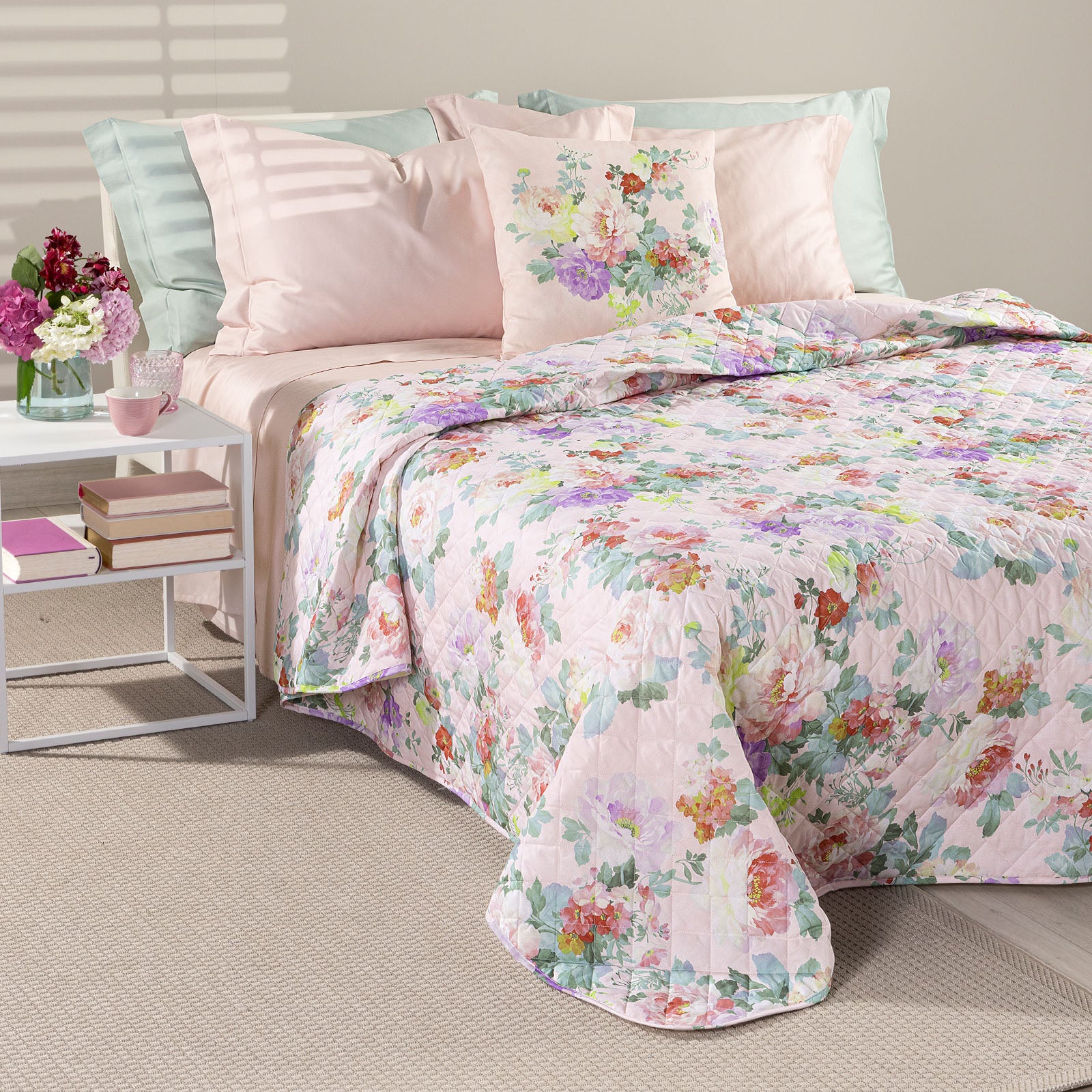 Copriletto Trapuntato In Cotone Giardino Matrimoniale Unica Caleffi