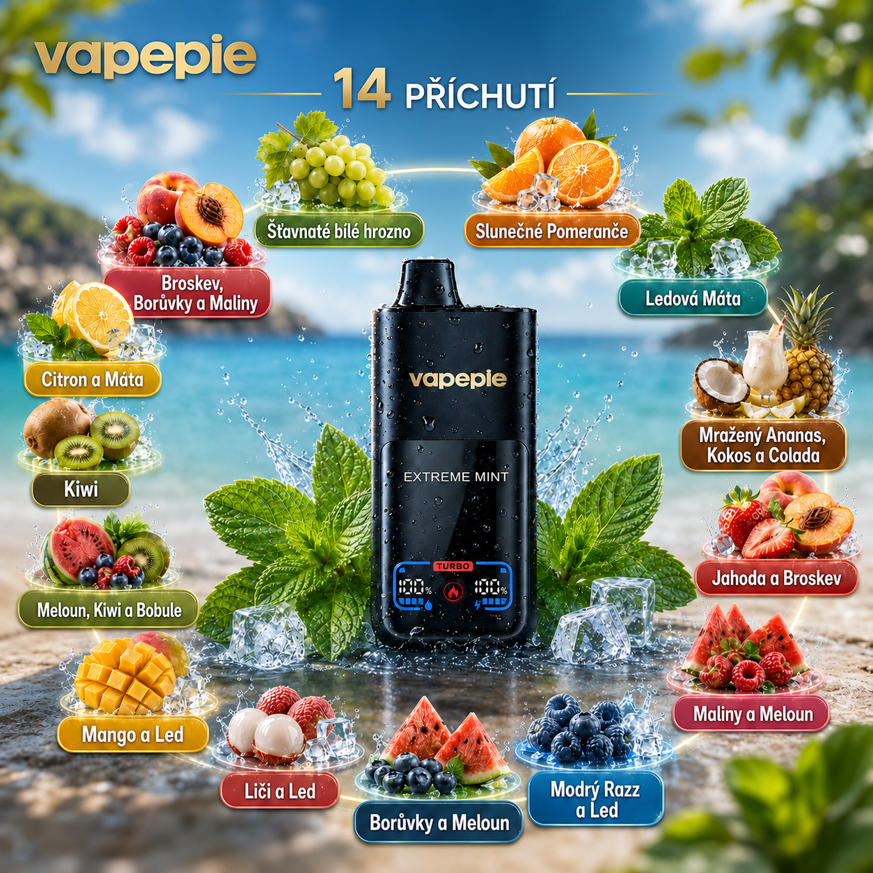 VAPEPIE Mega 70 000 Potahů – Obří oblaka a dlouhotrvající výkon