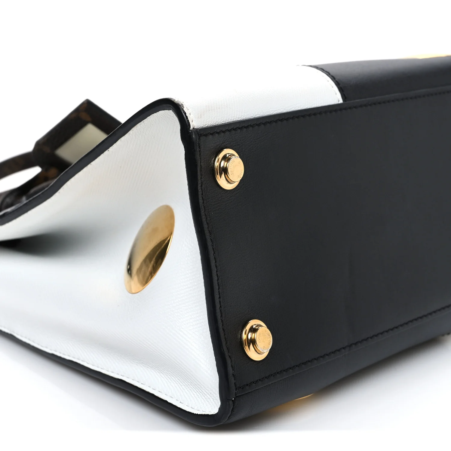 Calfskin Monogram Studded City Steamer PM Black White - Top Club
