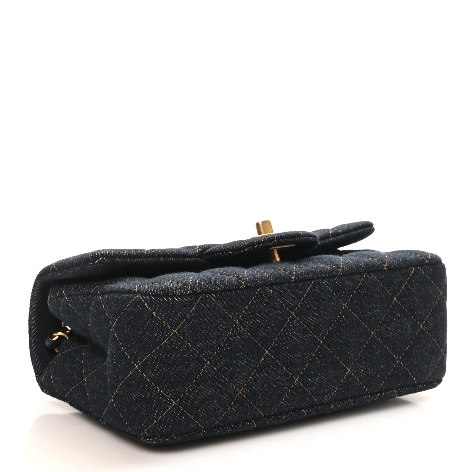 Denim Quilted Mini Rectangular Flap Dark Blue - Top Club