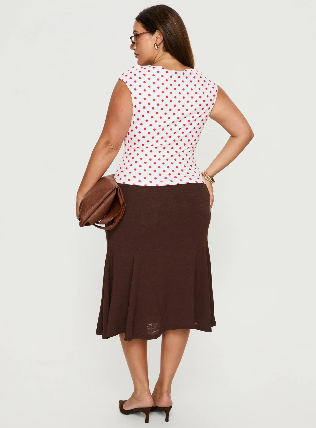 Lewish Low Rise Midi Skirt Chocolate Curve
