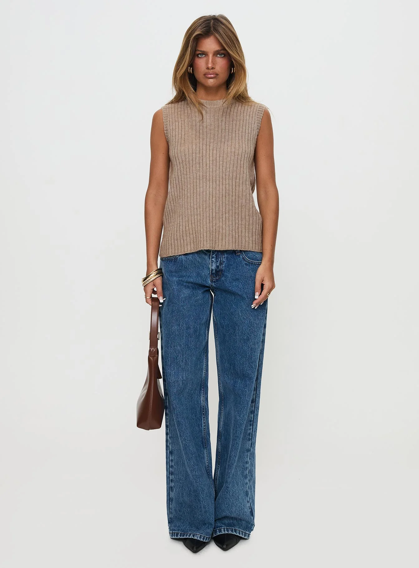 Jessabell Rib Sleeveless Top Mocha