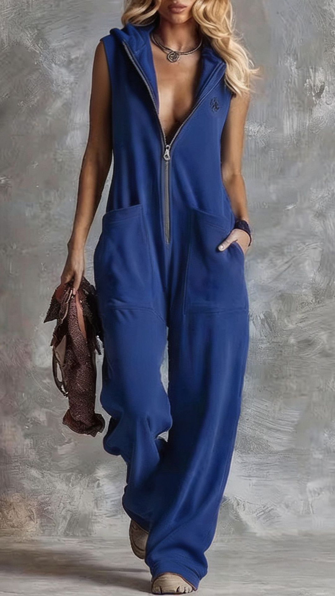 Women's  Cotton-Blend Hooded Sleeveless Jumpsuit - Nordfashionstorm - Women's Clothing, Fashion for You - Nordfashionstorm.com