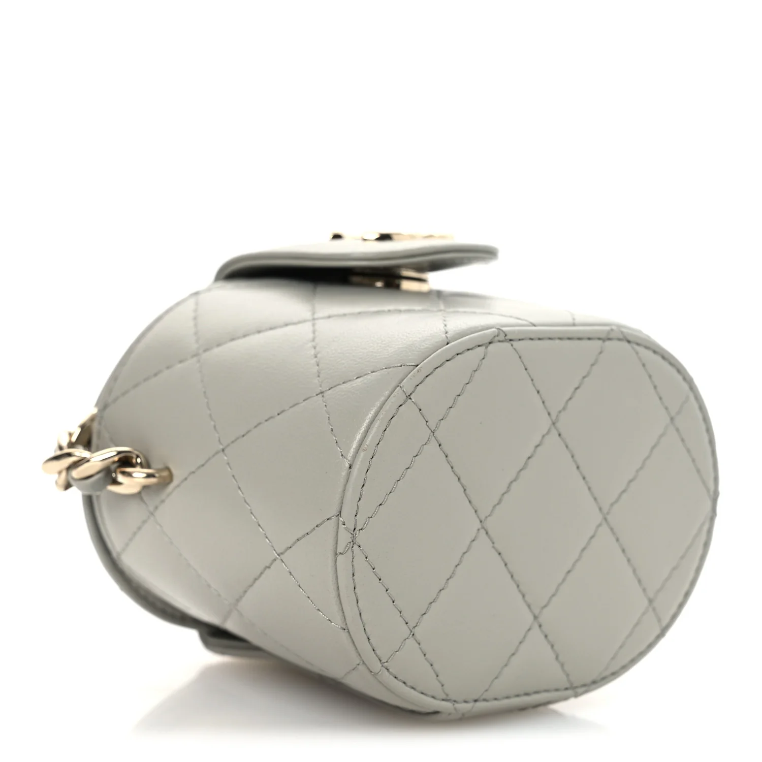 Lambskin Quilted Mini Vanity Case With Chain Grey - Top Club