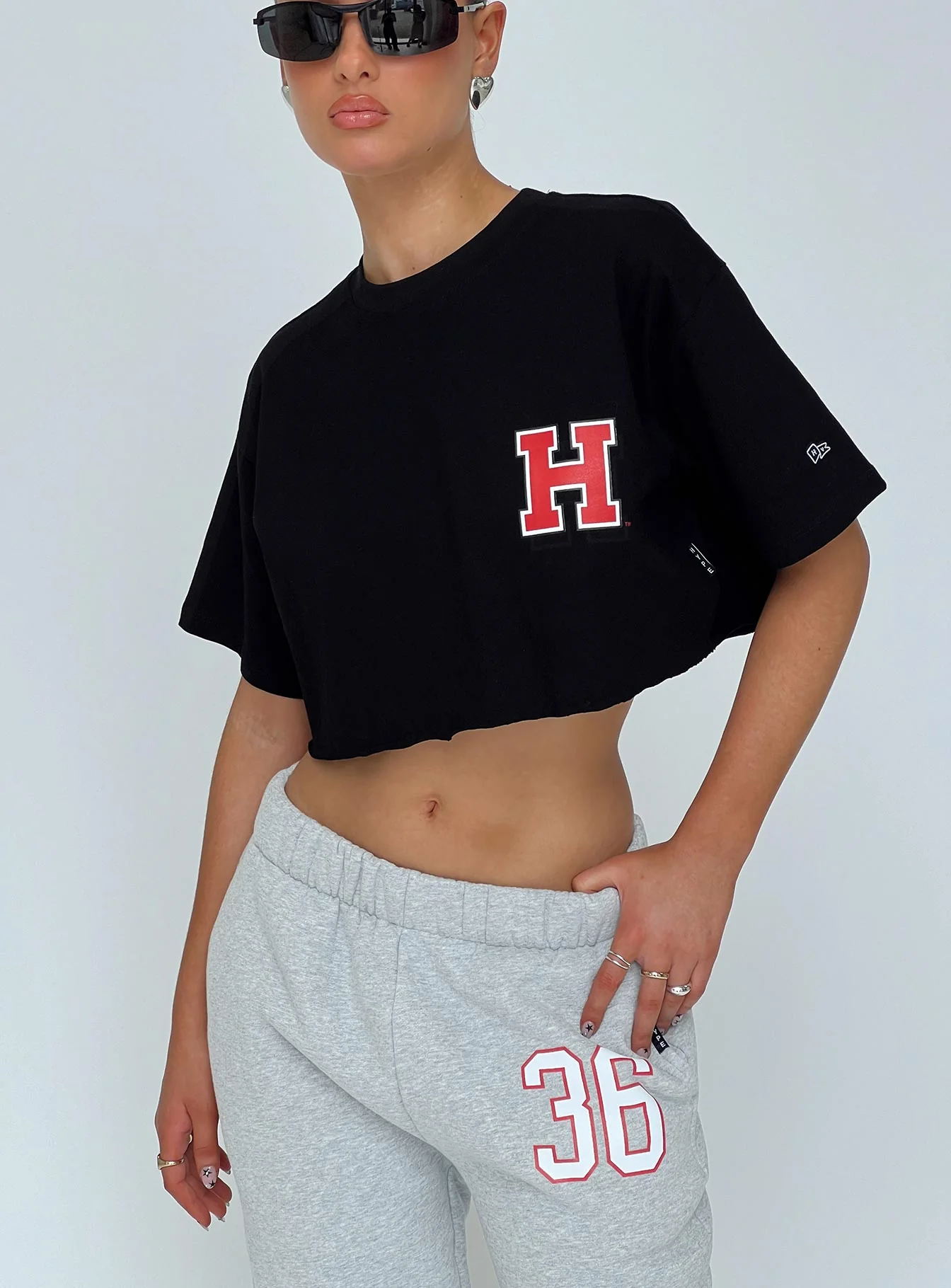Harvard Graphic Track Top Black
