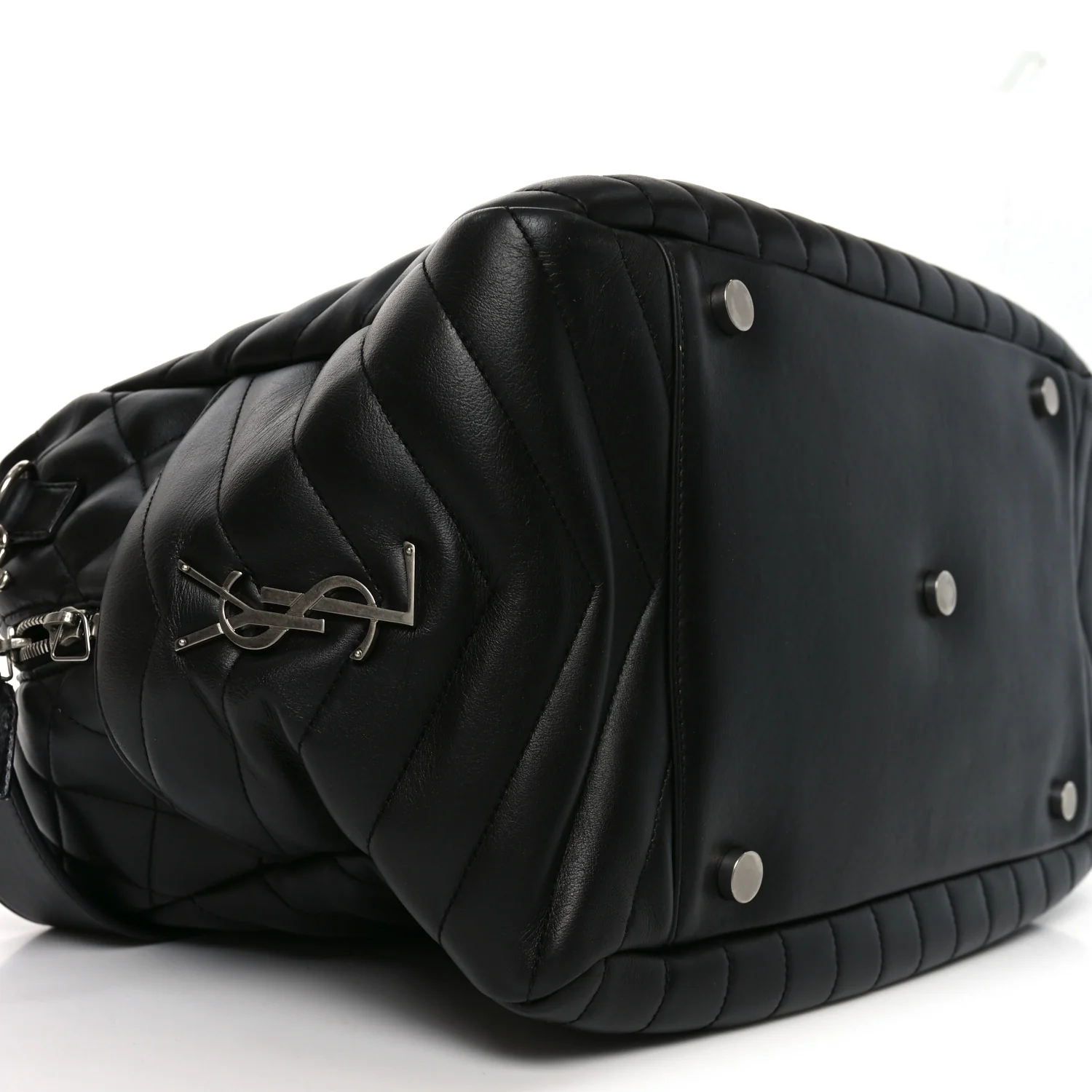 Lambskin Mixed Matelasse Joan Bowling Bag Black - Top Club