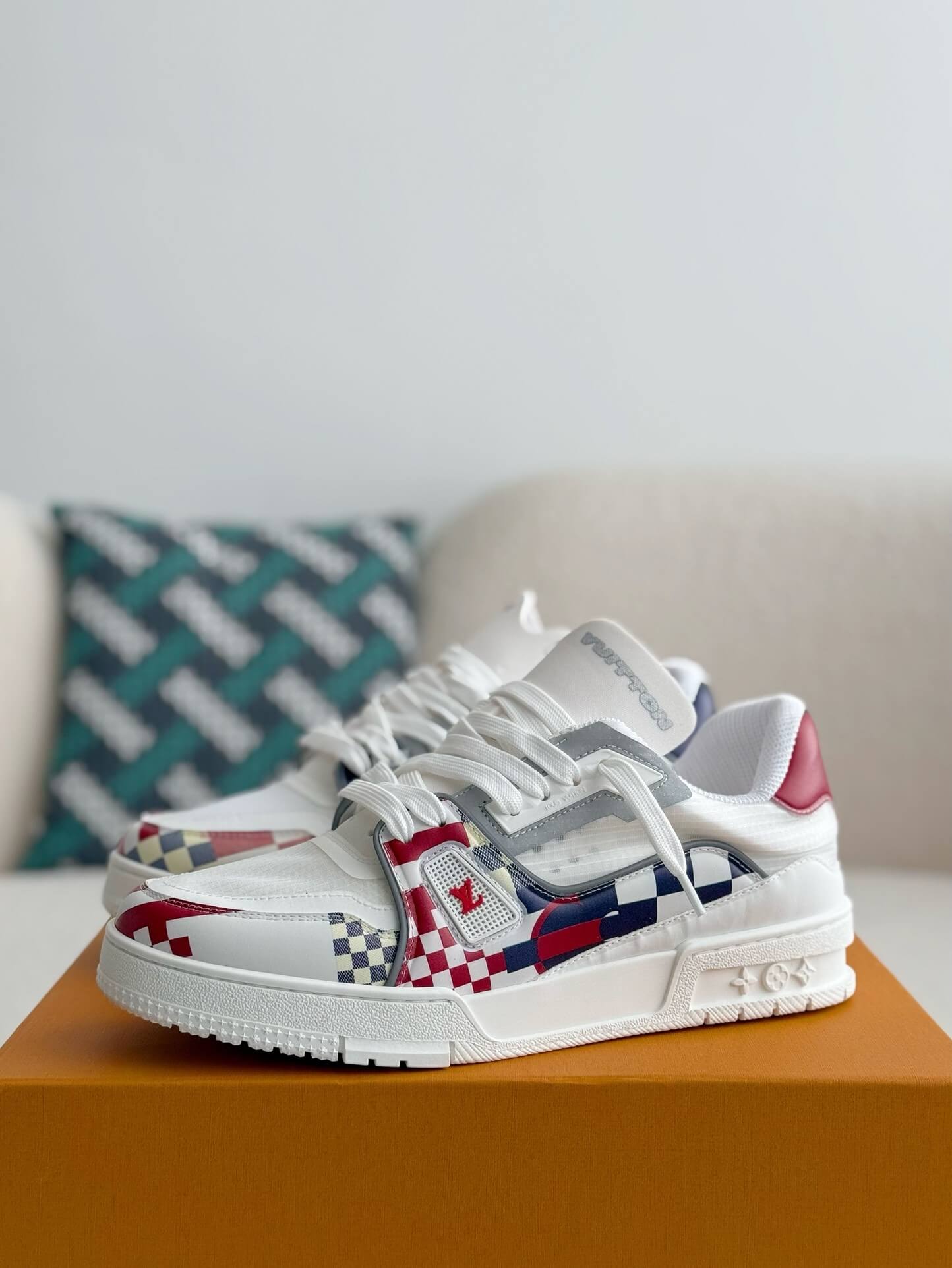 Louis Vuitton LV Trainer White Red America Cup Sneaker - Sneaker Replica Workshop
