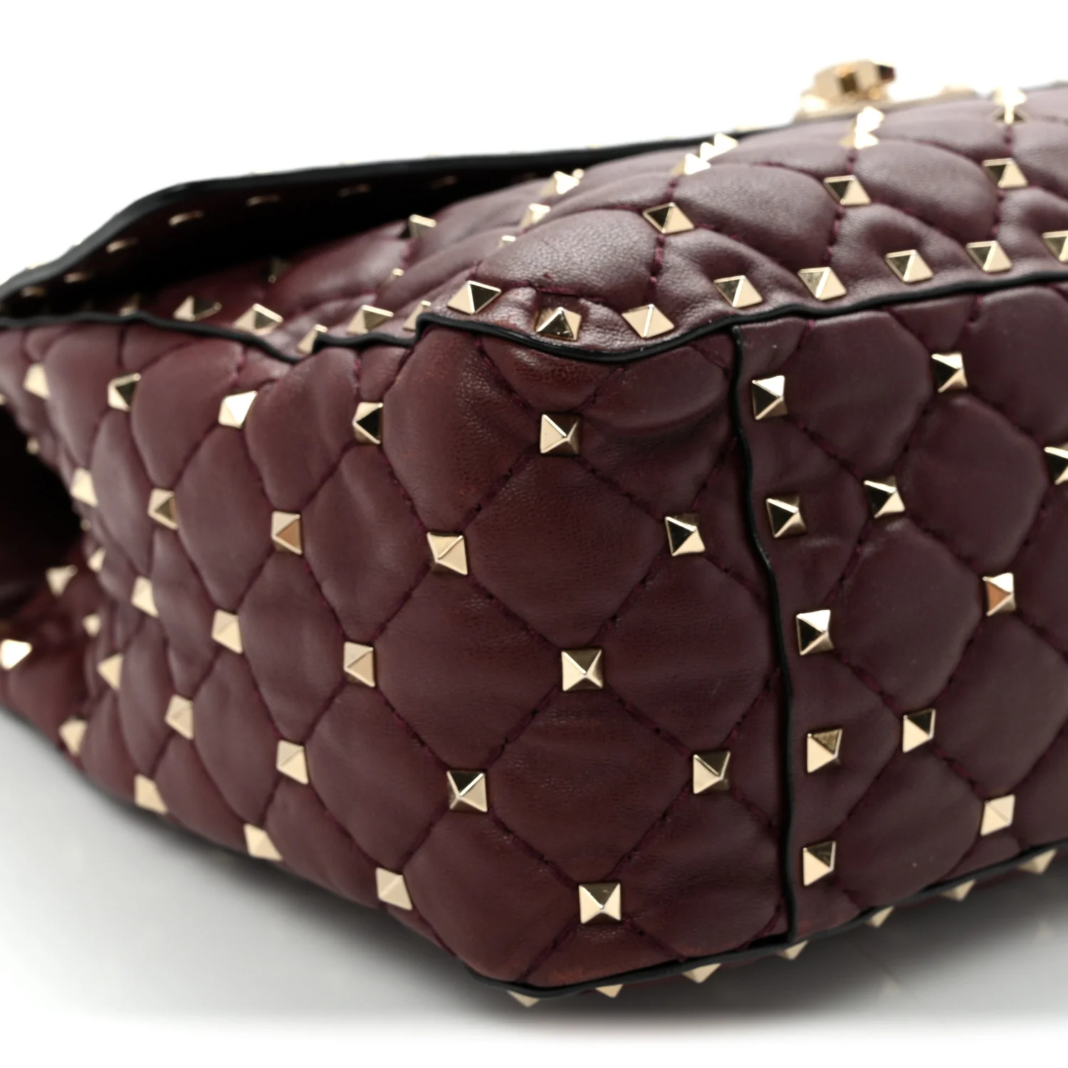 Nappa Large Rockstud Spike Shoulder Bag Rubin - Top Club