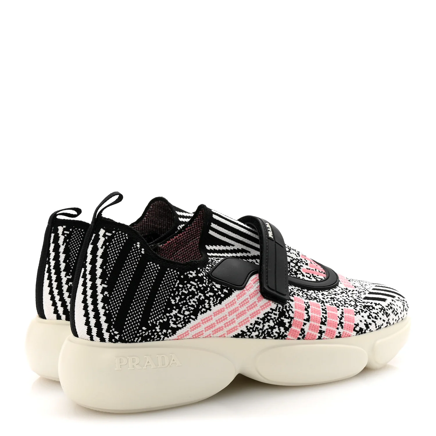 Rubber Knit Printed Fabric Cloudbust Air Sneakers 37 White Pink Black - Top Club