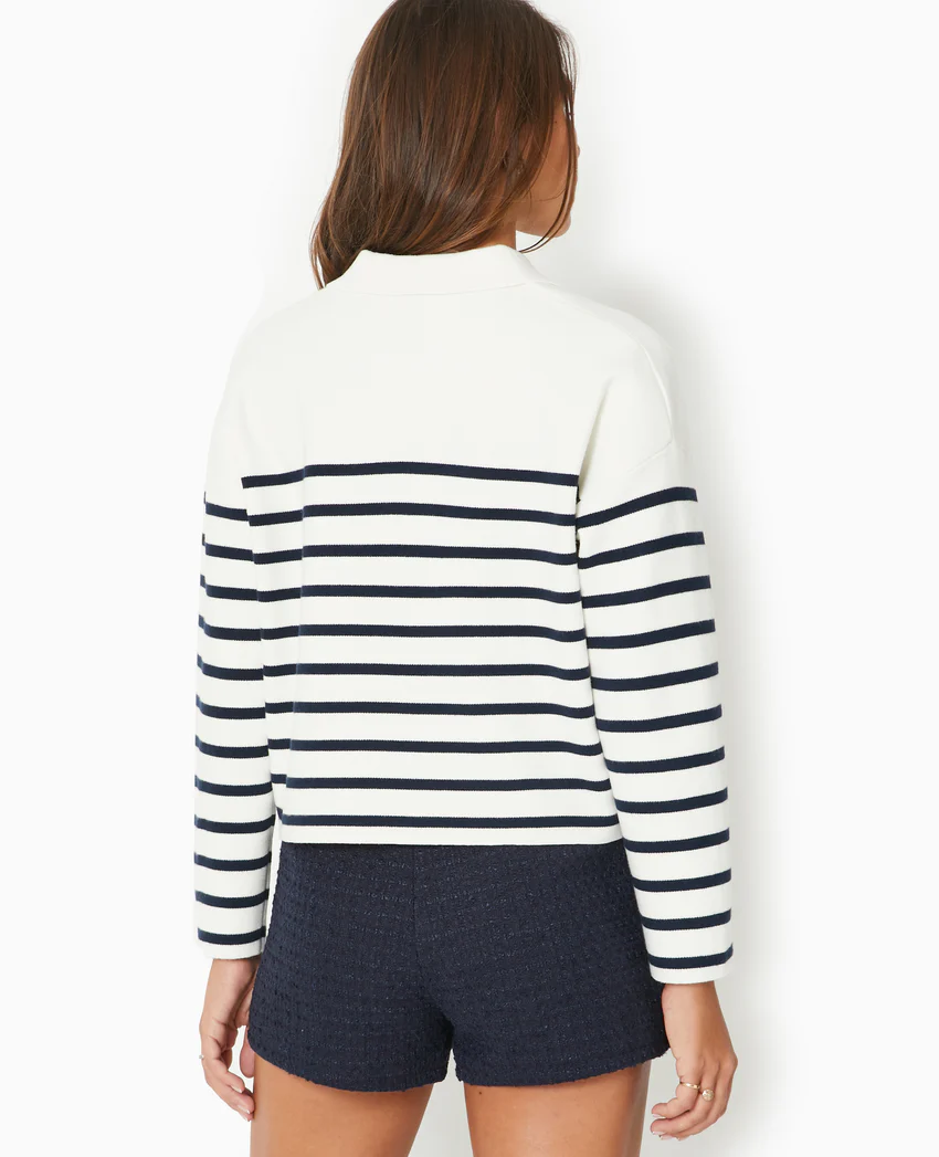 Pimkie Pull avec col en maille rayée