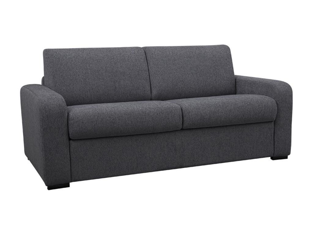 Sofá cama de tres plazas, tela gris oscuro, con colchón de 16 cm