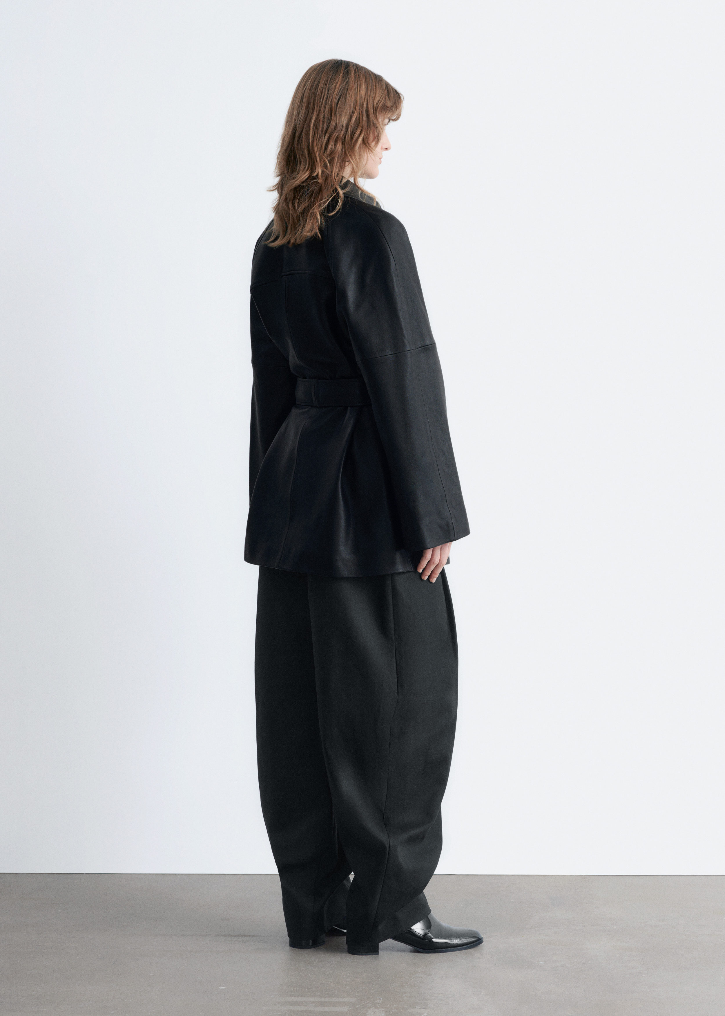 & Other Stories TIE-BELT LEATHER COAT