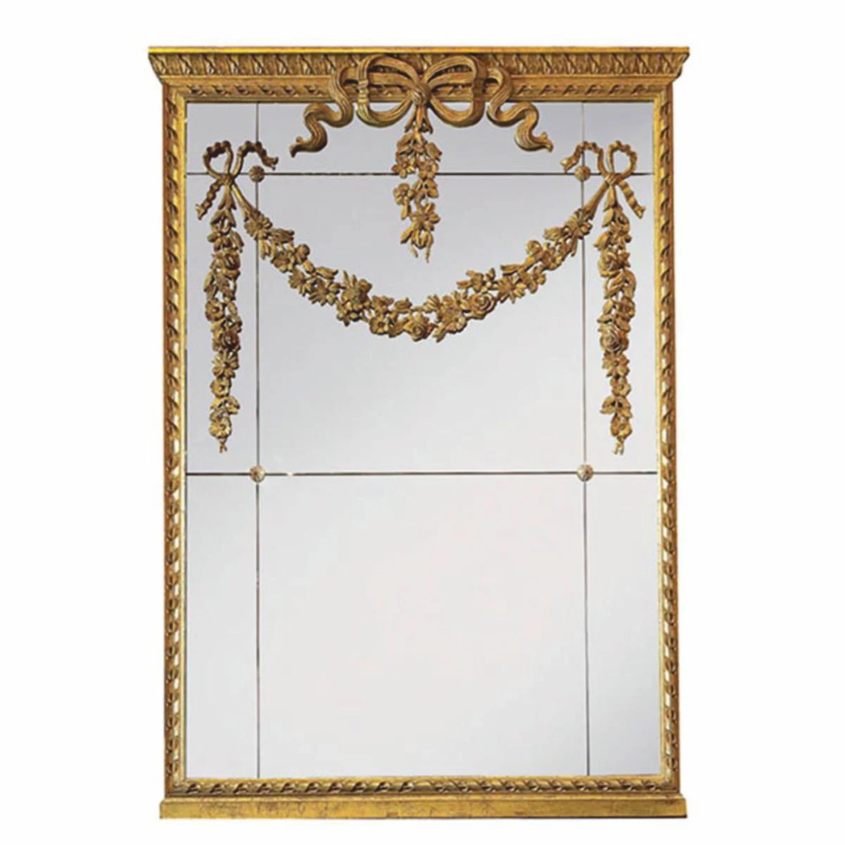 Luxury baroque solid wood mirror antique gold H. 160 cm - Made in Italy