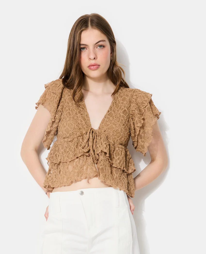 Pimkie Top en dentelle avec nouettes et volants