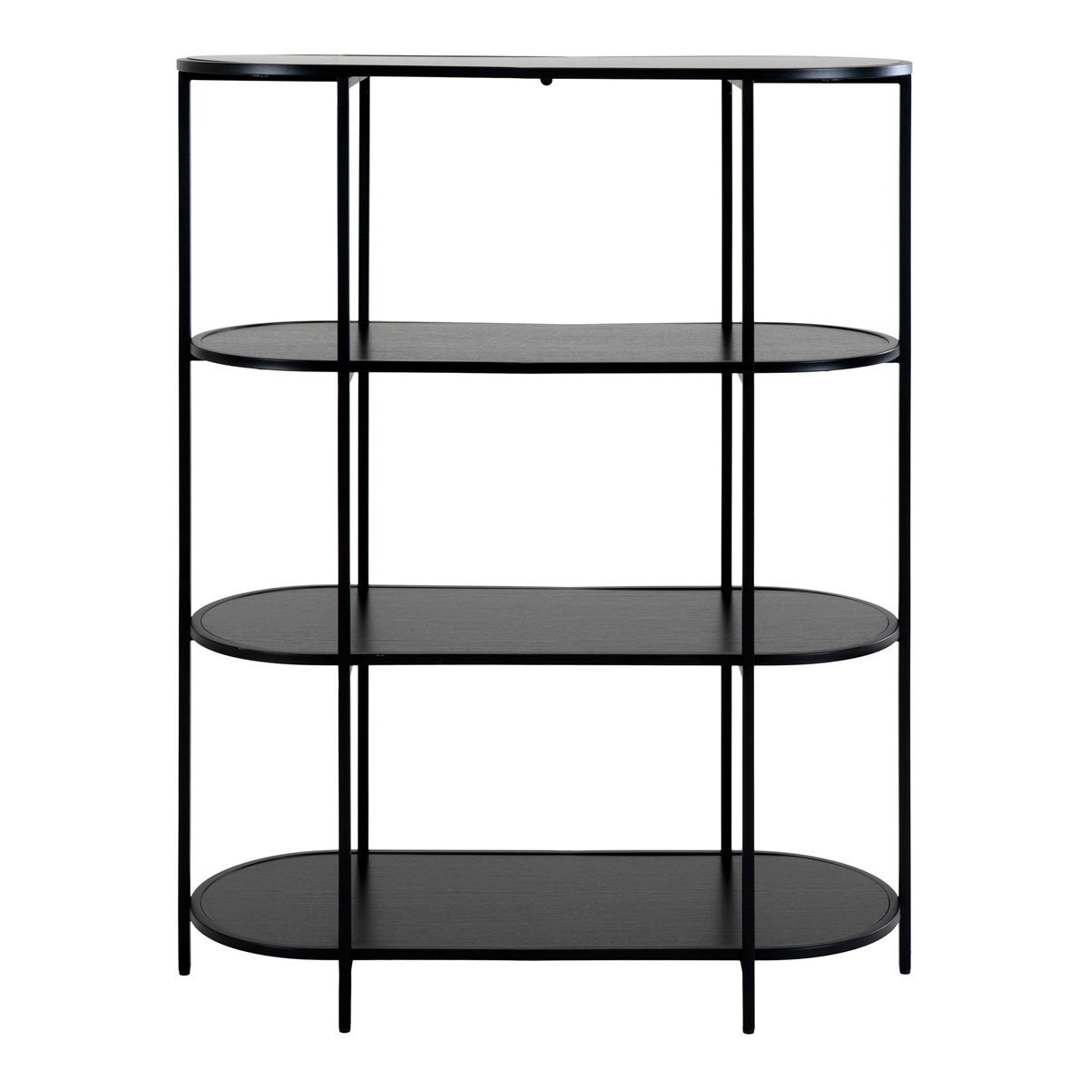Houten ovale open kast Karen zwart - 85 x 111 cm Karen houten ovale open kast zwart - 85 x 111 cm