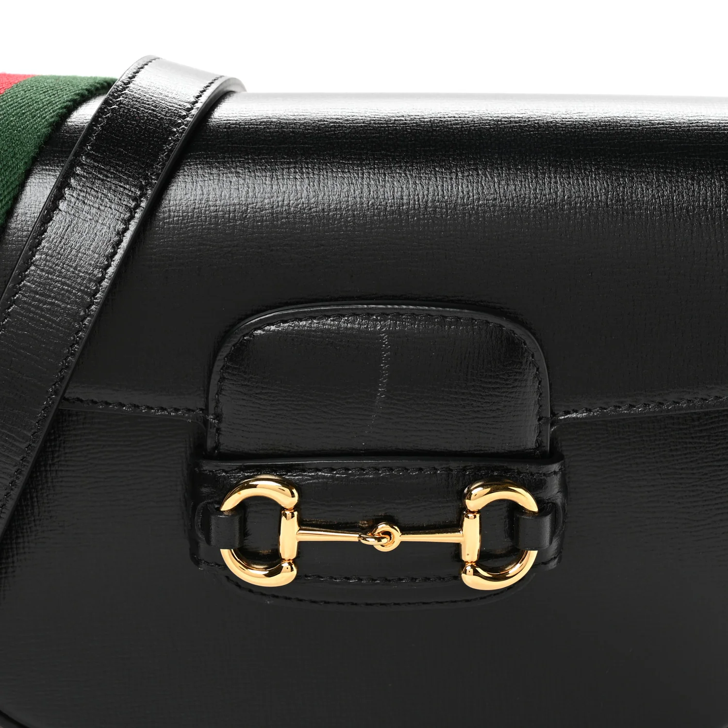 Azalea Calfskin Web Mini Horsebit 1955 Shoulder Bag Black - Top Club