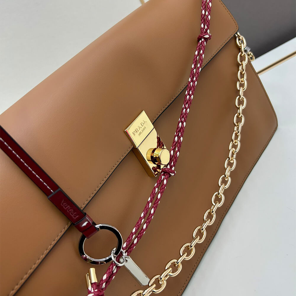 Prada Soft Sound large leather shoulder bag with charms(high-end grade) - Top Club