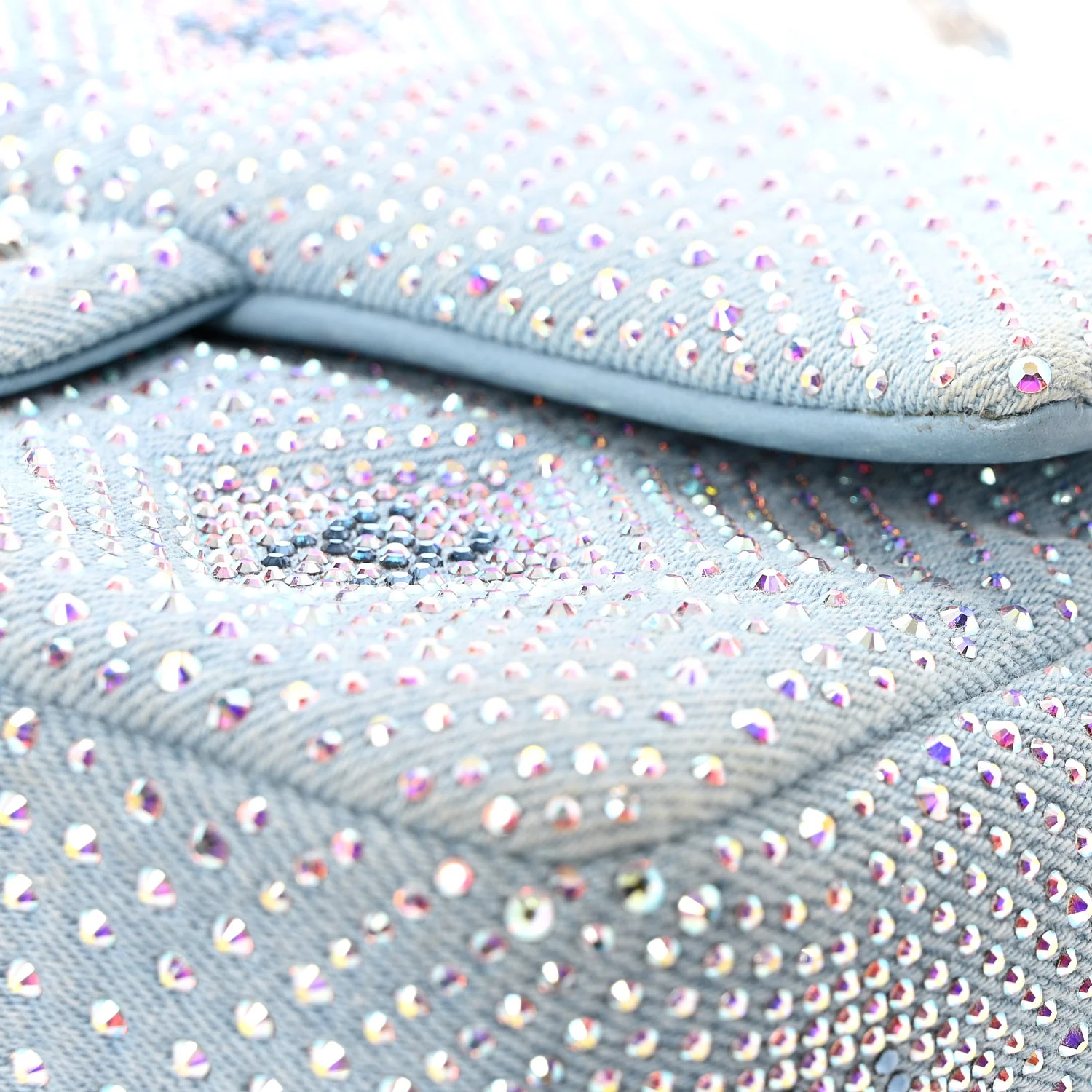 Denim Strass Evening Flap Bag Blue - Top Club