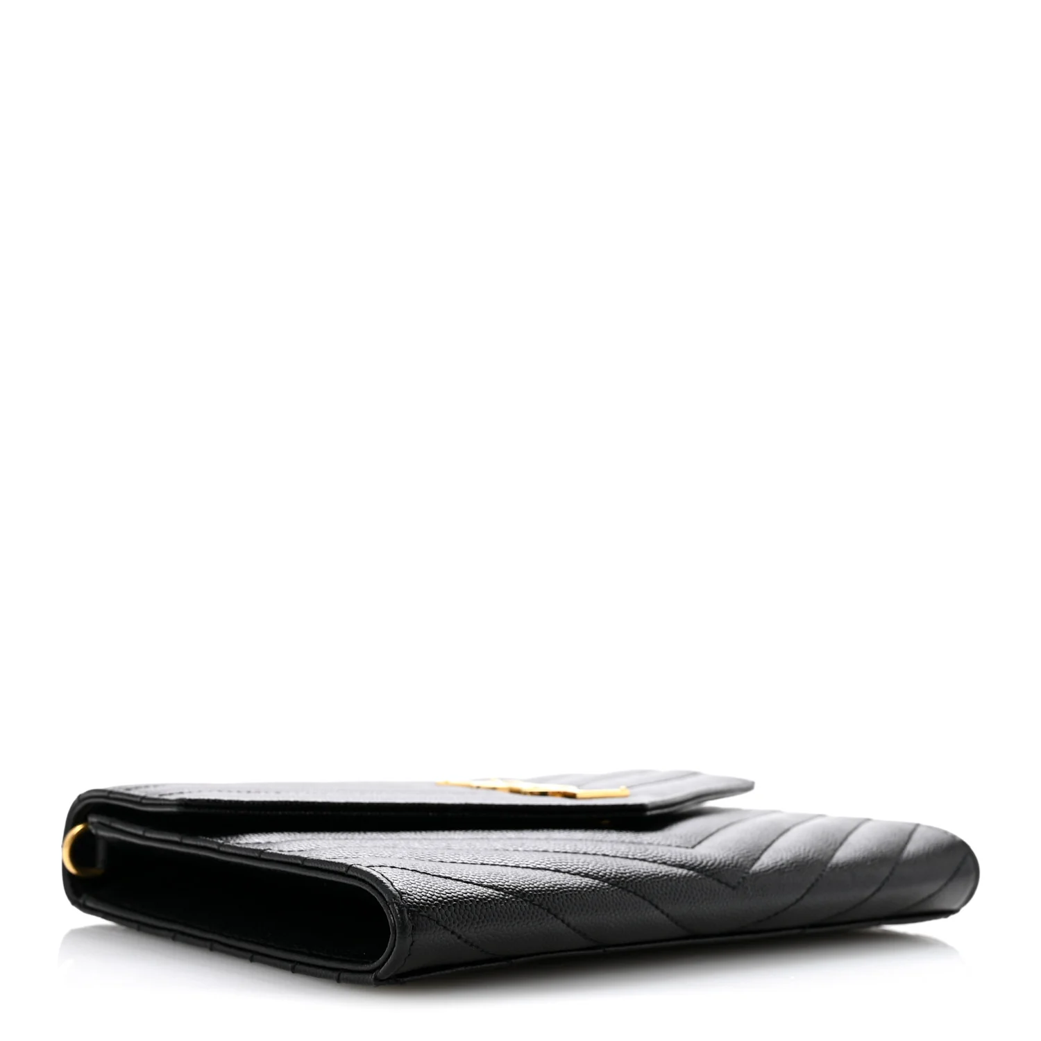 Grain De Poudre Matelasse Chevron Monogram Envelope Clutch Black - Top Club