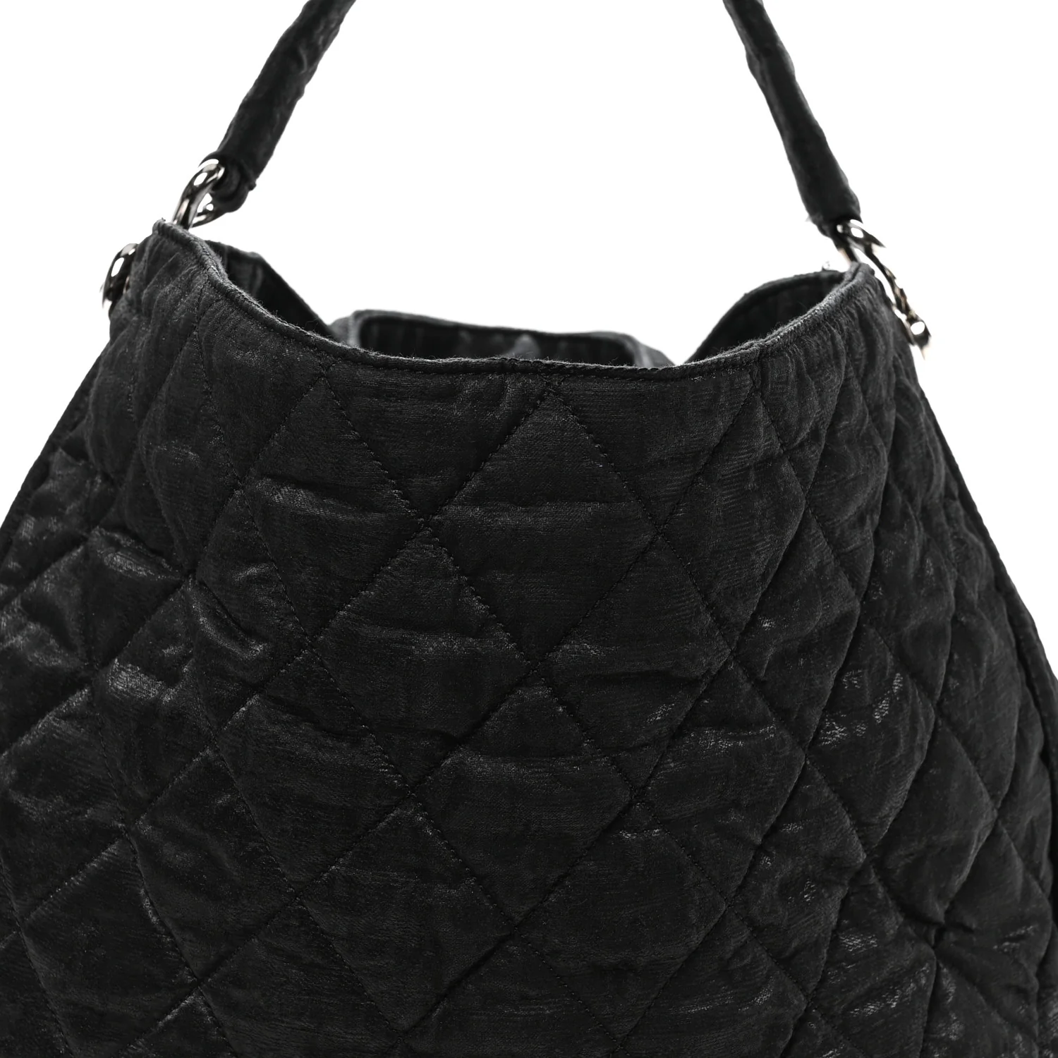 Crinkled Coated Canvas Le Marais Hobo Black - Top Club