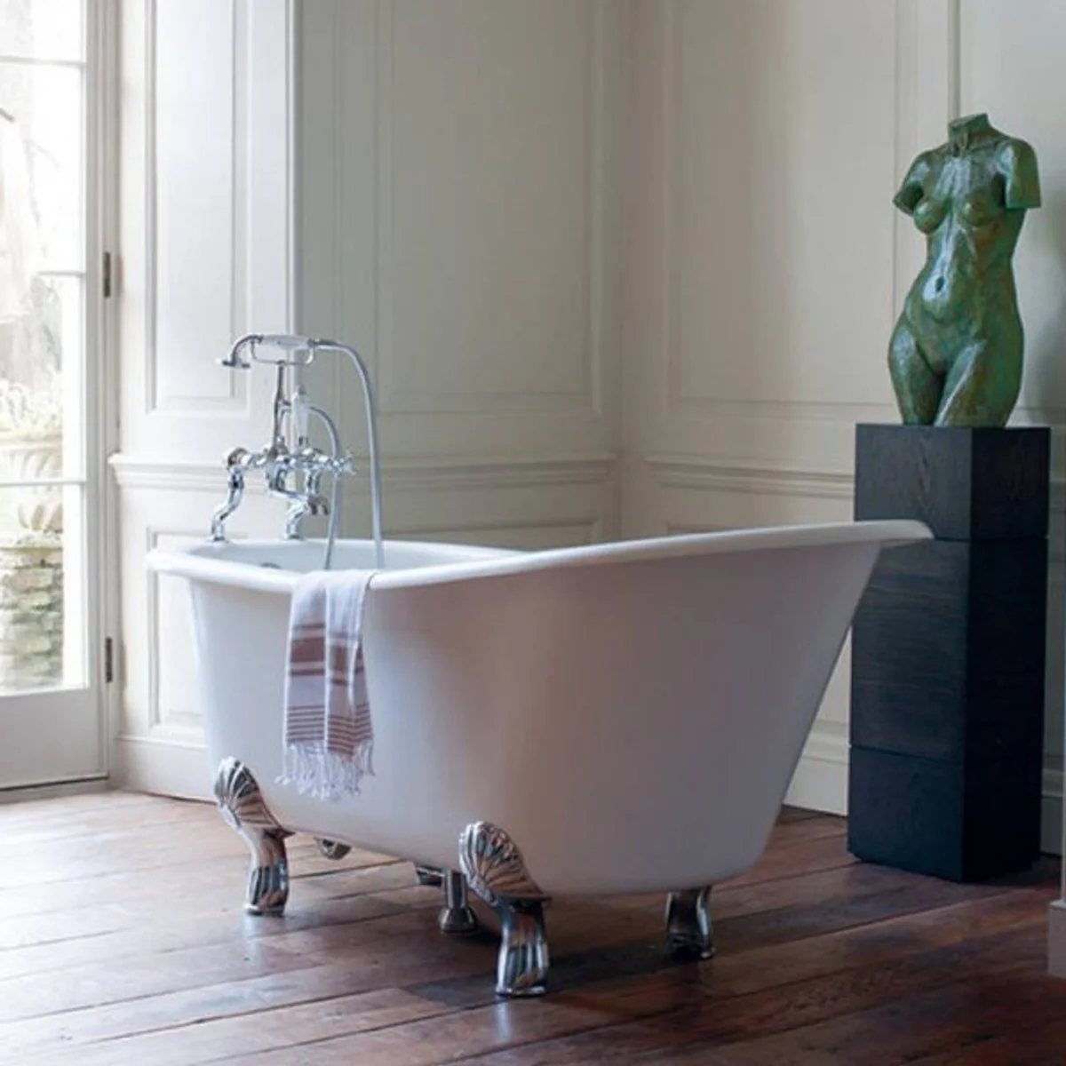 Art Nouveau bathtub natural stone freestanding 1700mm BHan white - freestanding retro baroque antique bathtub