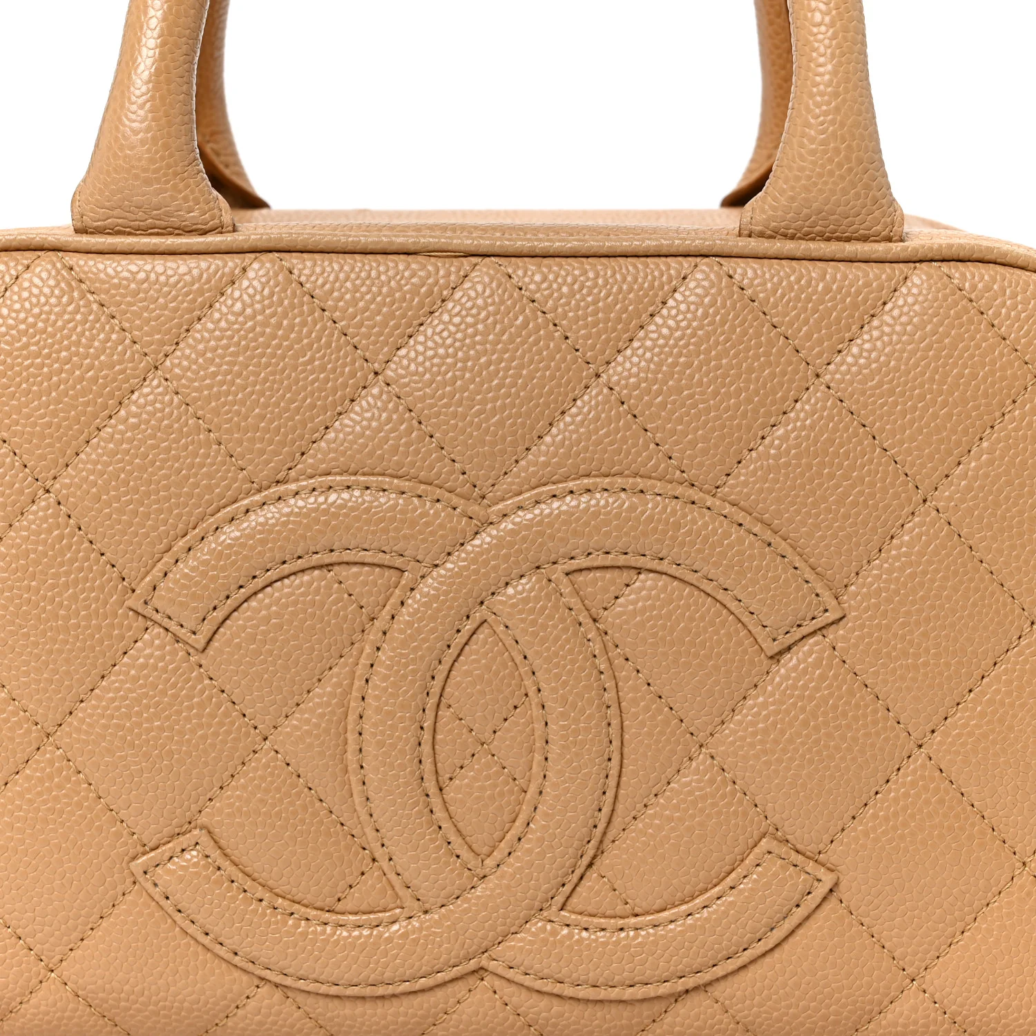 Caviar Quilted Small Bowler Beige - Top Club