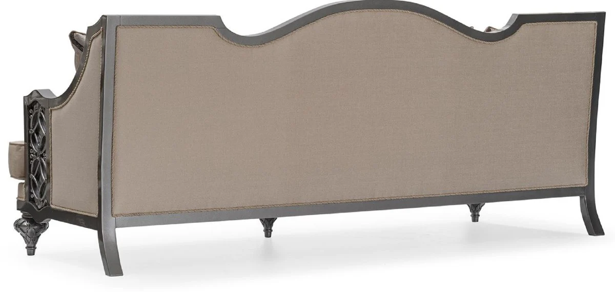 Luxury Baroque Living Room Sofa Beige / Gray - Handmade Baroque Style Sofa with Decorative Pillows - Luxury Living Room Furniture in Baroque Style - Baroque Furniture