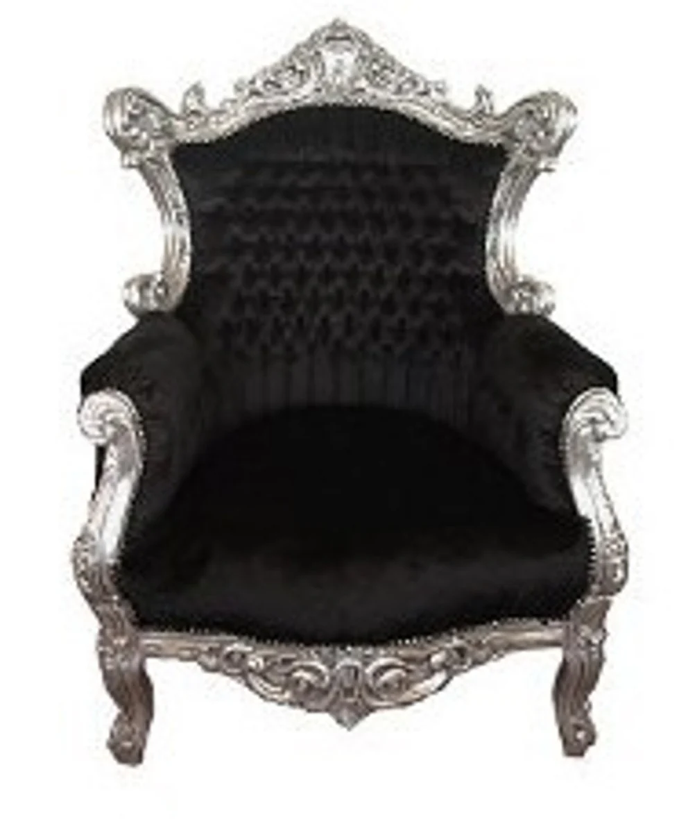 Baroque armchair Al Capone black / silver