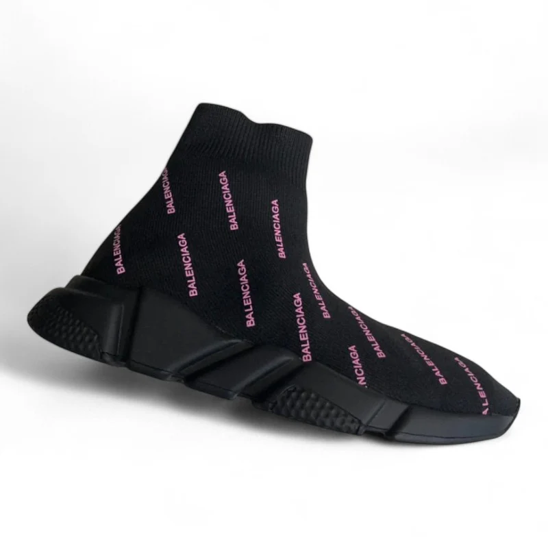 Balenciaga Speed Sneaker All Over Logo Black/Pink - Sneaker Replica Workshop