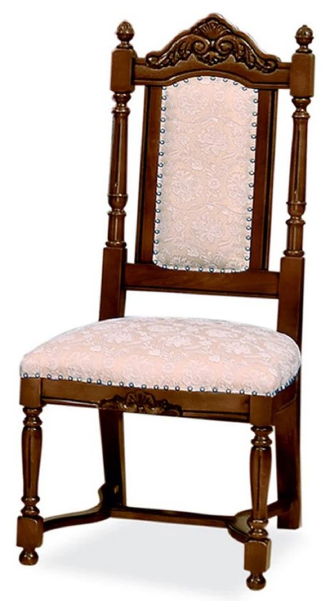 Luxury Baroque Dining Room Chair Set of 6 Pink / White / Dark Brown - Baroque Style Kitchen Chairs - Magnificent Luxury Dining Room Furniture in Baroque Style - Noble & Magnificent