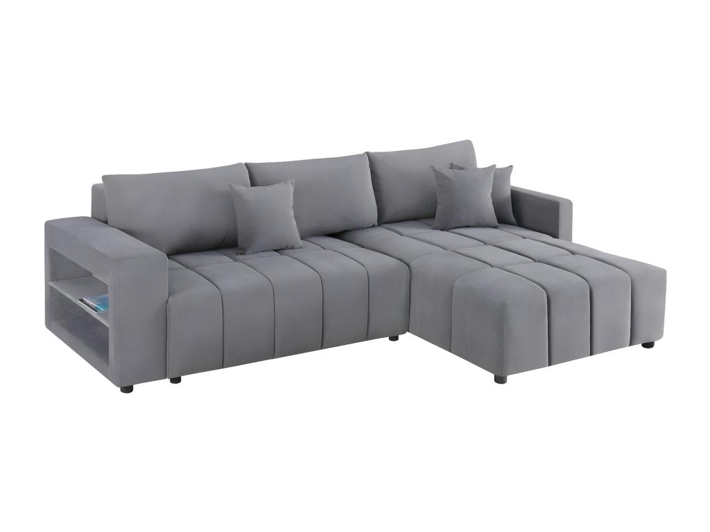 Sofá convertible chenilla 3 plazas gris con almacenamiento