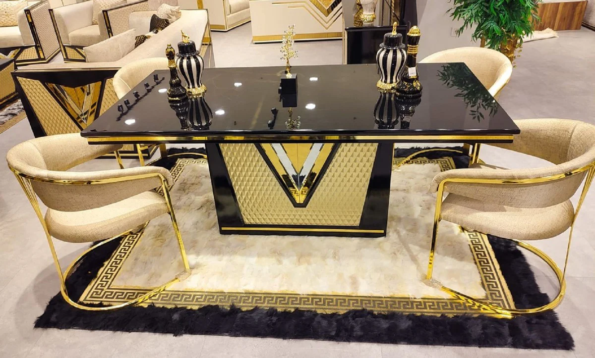 Luxury carpet cream / gold / black 170 x 240 cm - rectangular fur rug