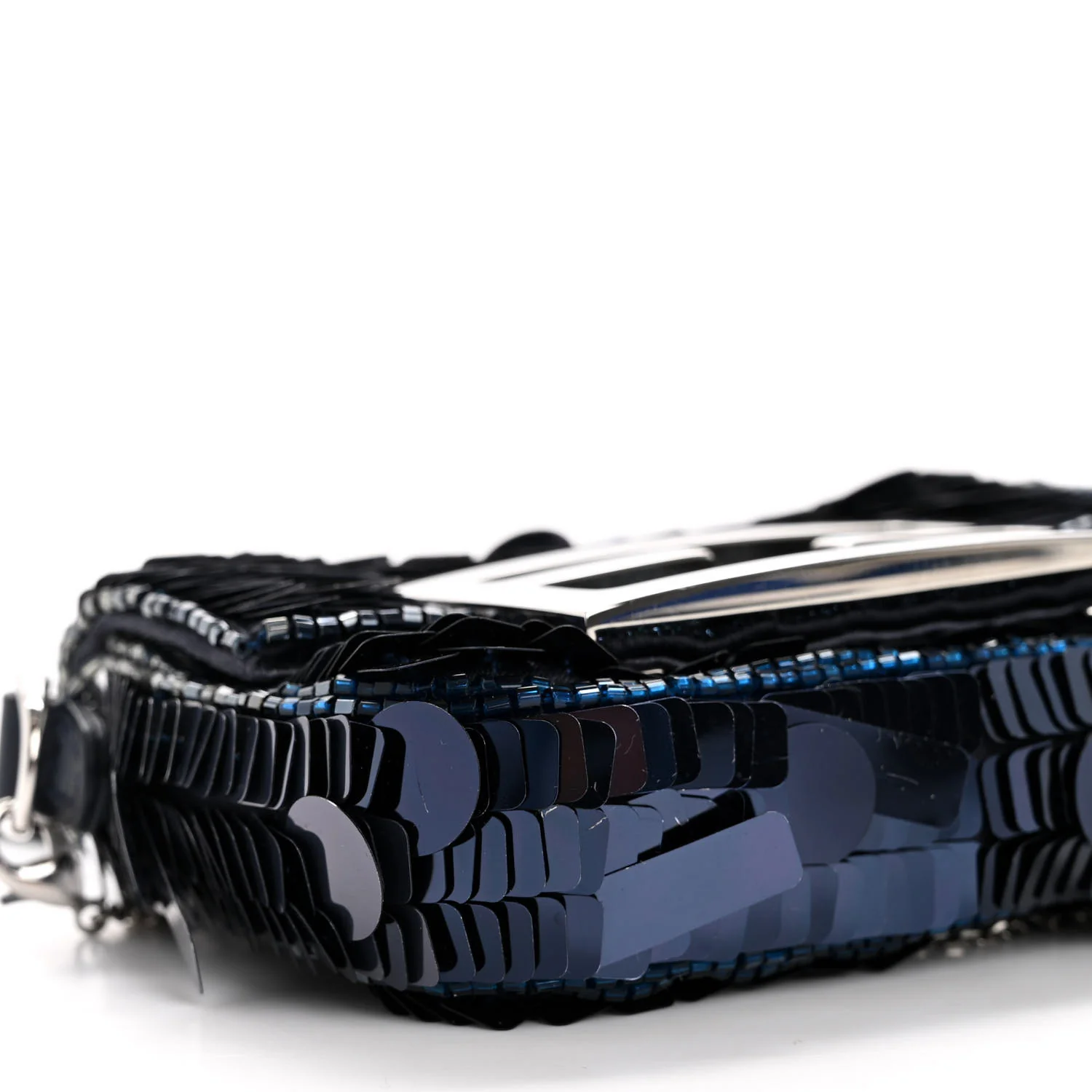 Sequin Paillettes Shiny Nappa Sex and the City Nano Maxi Buckle Baguette Charm Blue - Top Club