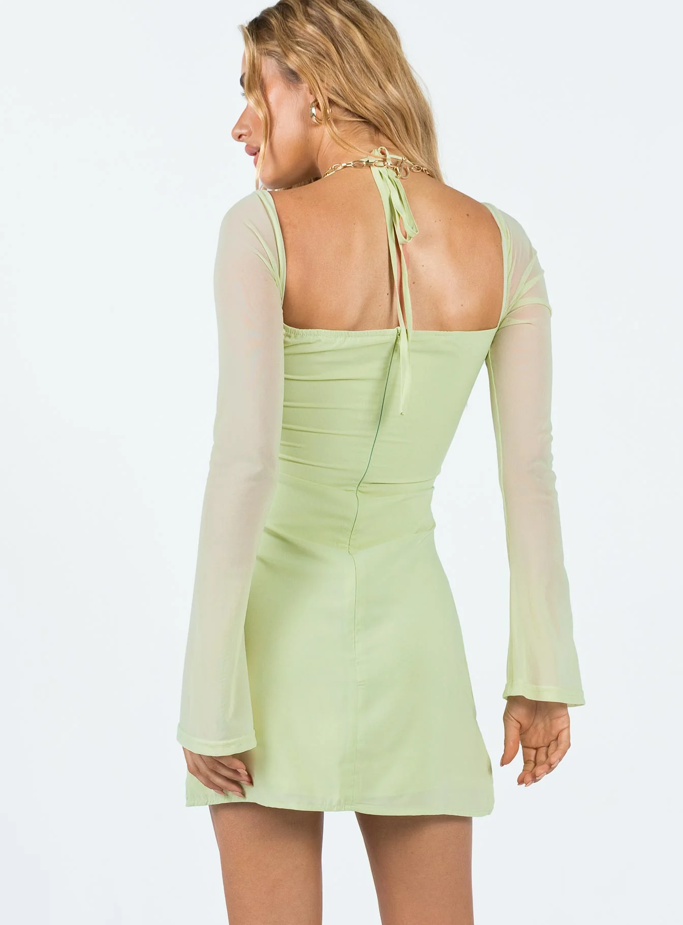 Dyer Sheer Sleeve Mini Dress Sage