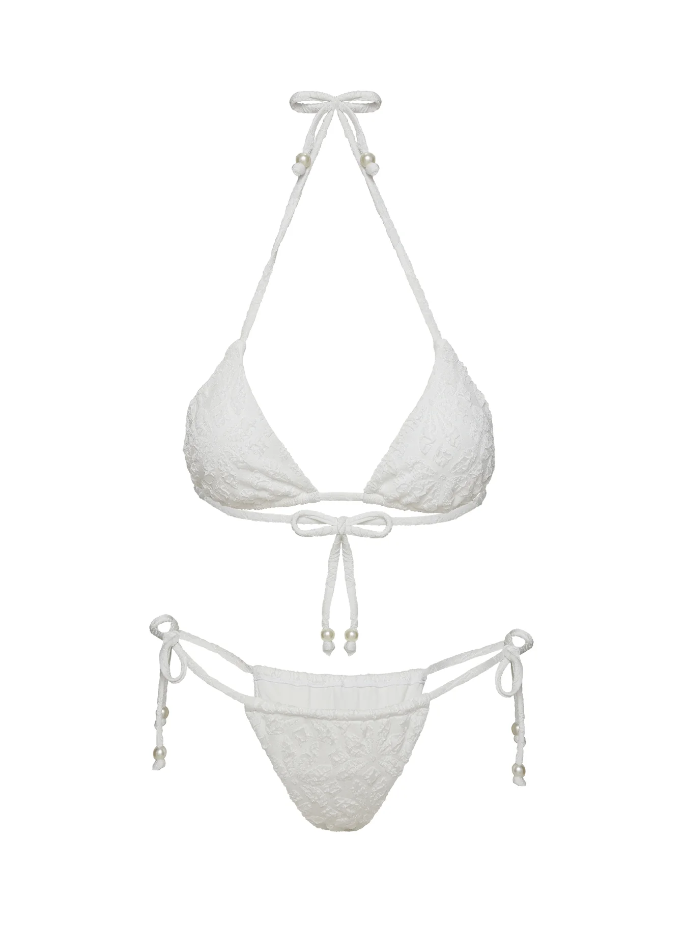 Jenner Tie Side Ruched Bikini Bottom White Flower