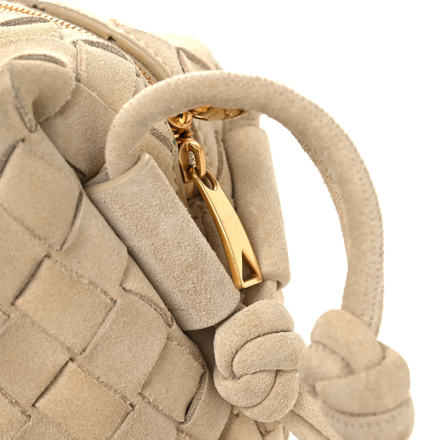 Suede Intrecciato Small Loop Camera Bag Sand - Top Club