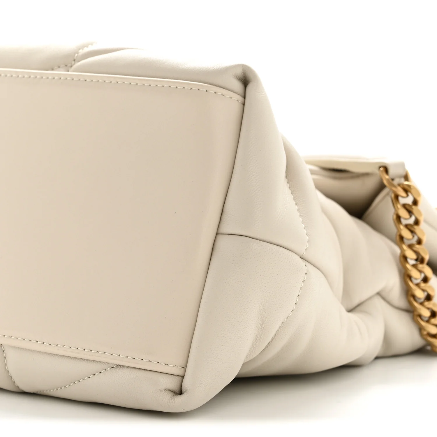 Lambskin Quilted Medium Loulou Puffer Monogram Chain Satchel Crema Soft - Top Club