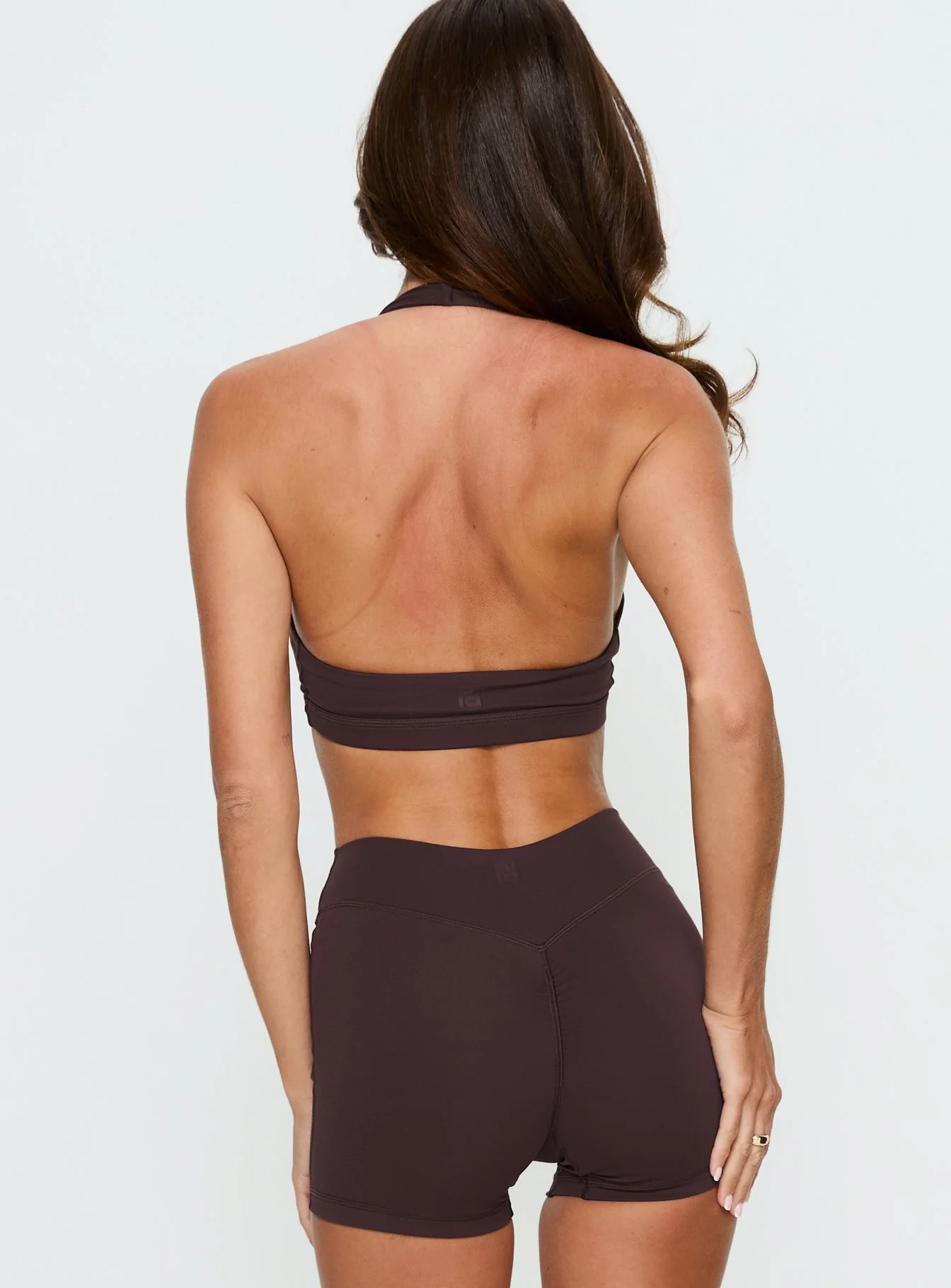 Lock In Active Halter Crop Top Brown