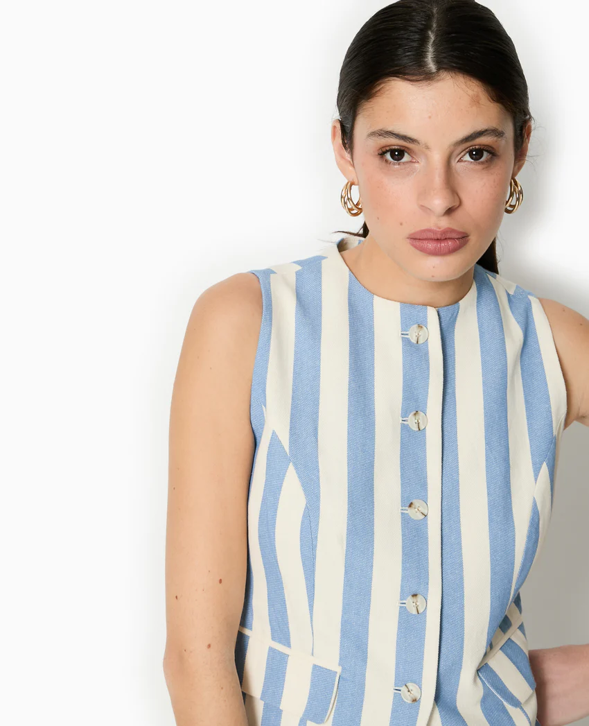 Pimkie Veste longue sans manche avec rayures