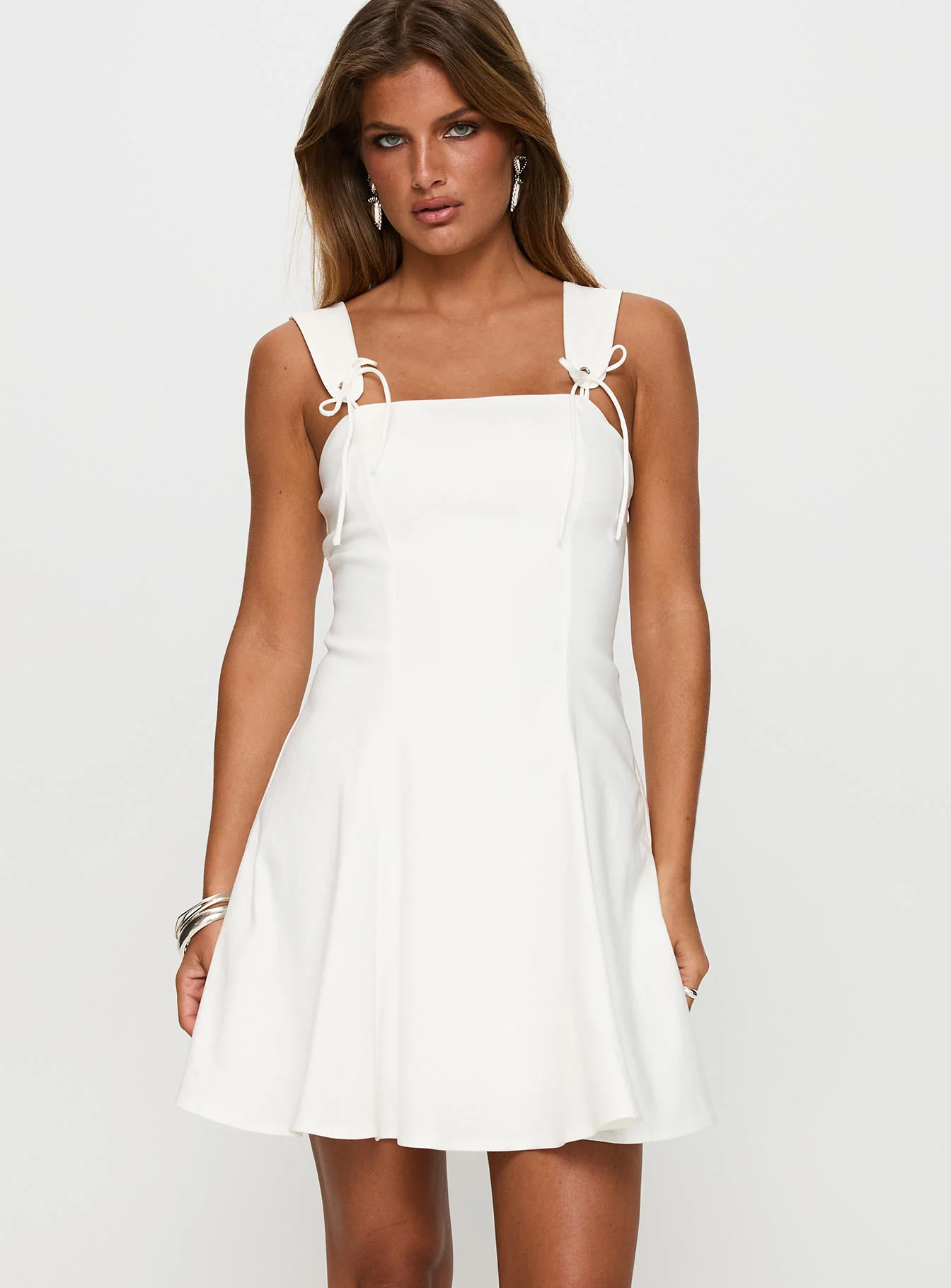 Honey Suckle Tie Up Mini Dress White