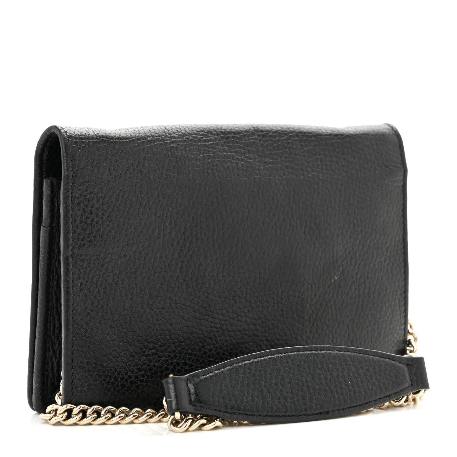 Pebbled Calfskin Soho Wallet On Chain Black - Top Club