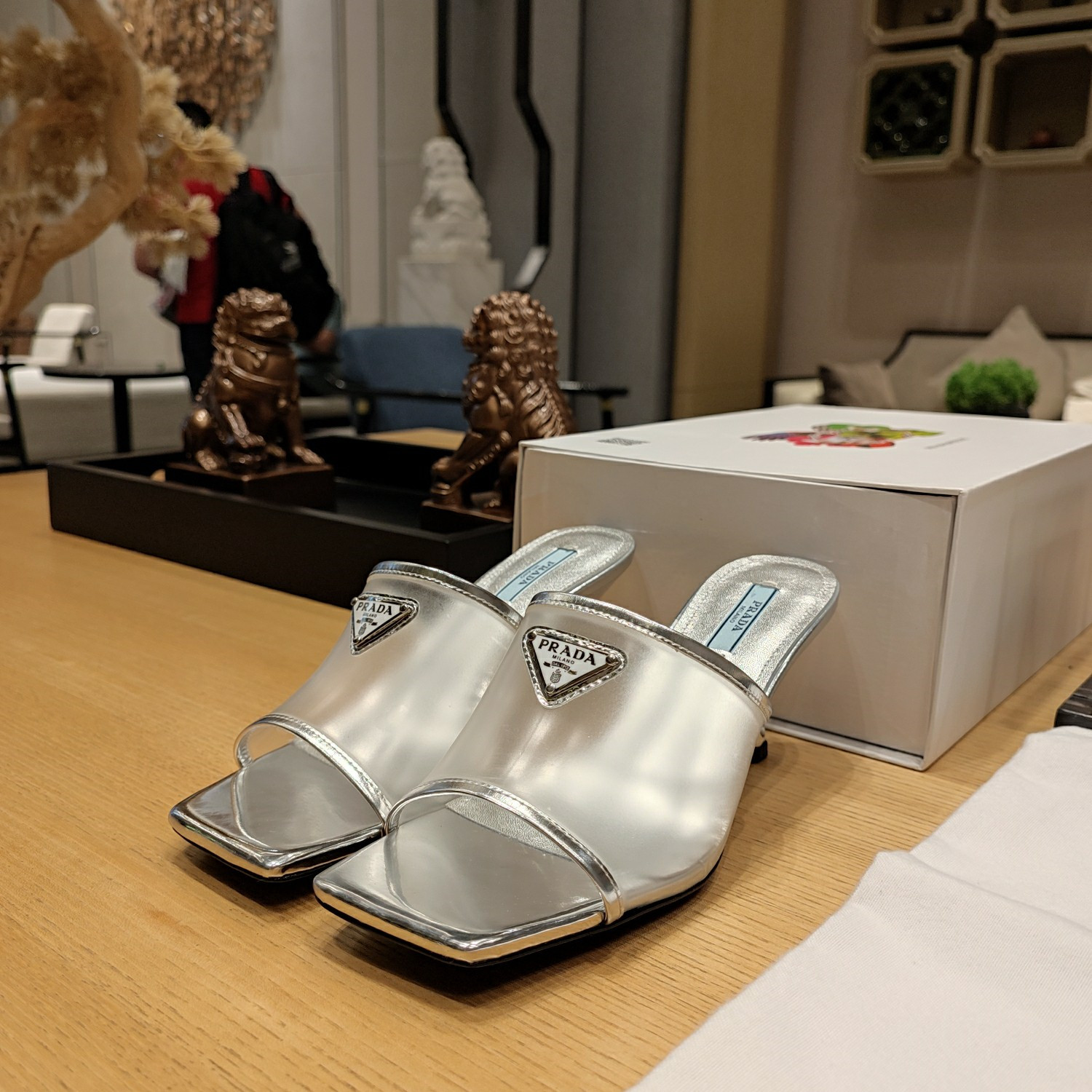prada metal logo triangle head square sandals - Sneaker Replica Workshop