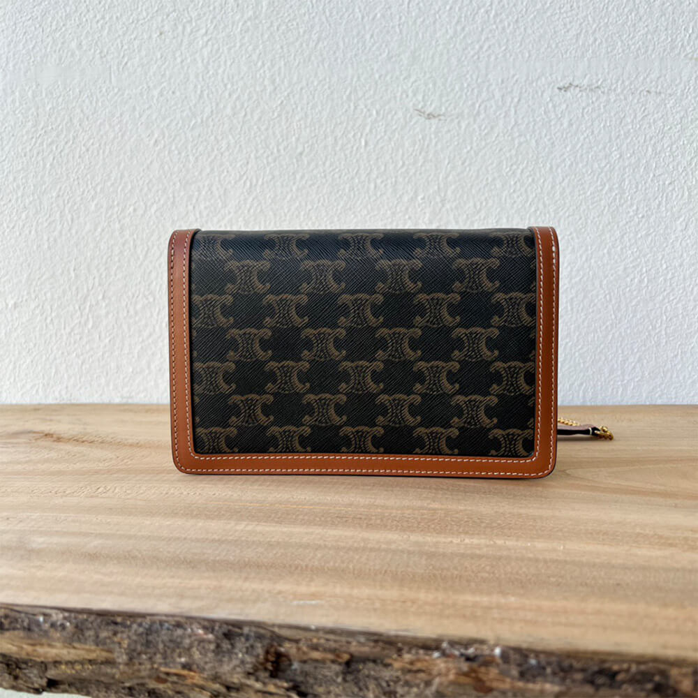 CELINE WALLET ON CHAIN MARGO in TRIOMPHE CANVAS and calfskin(High-end Grade) - Top Club