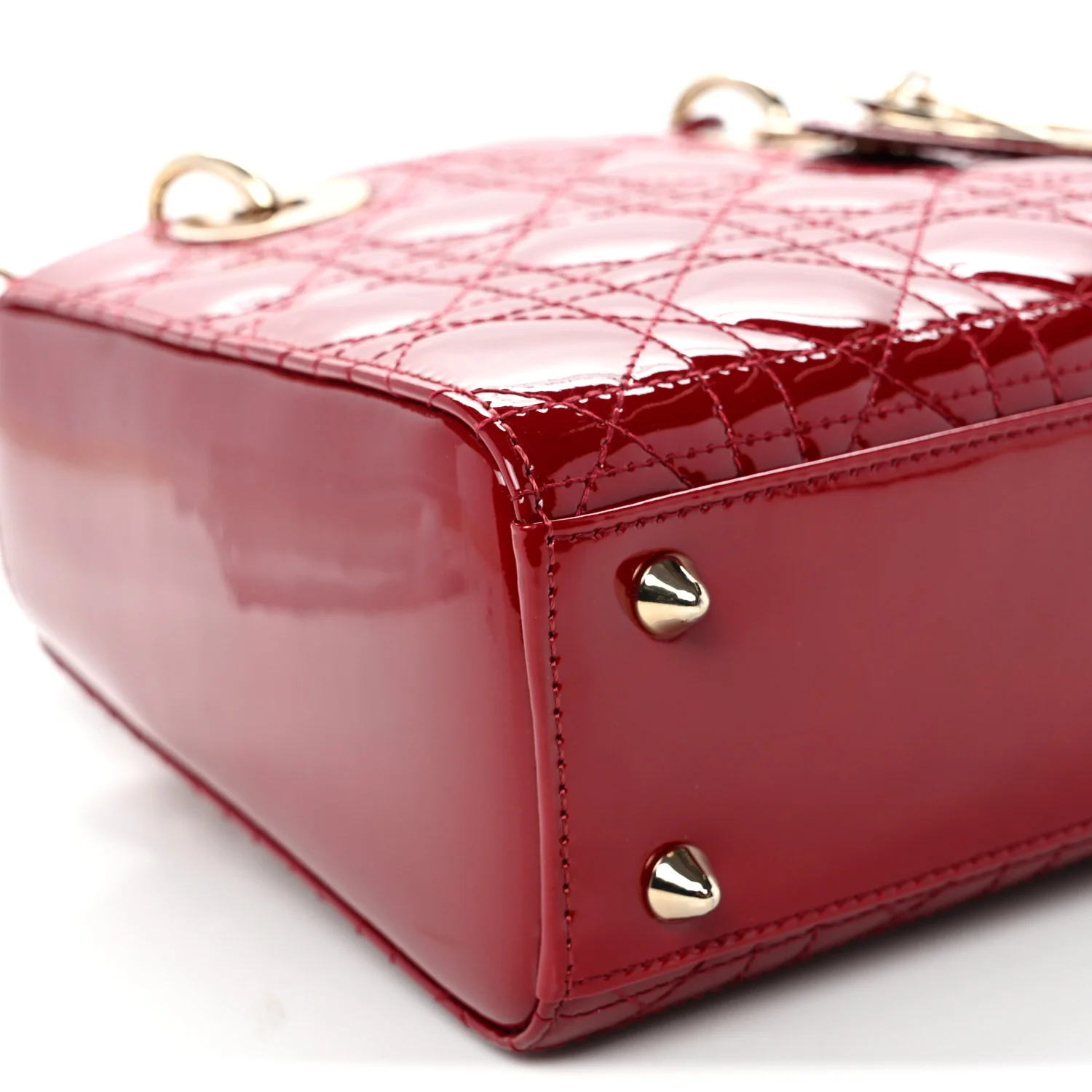 Patent Cannage Small Lady Dior Cherry Red - Top Club