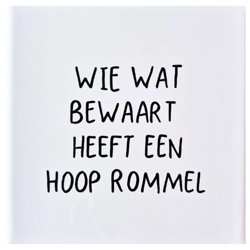 Wandtegel Wie wat bewaart