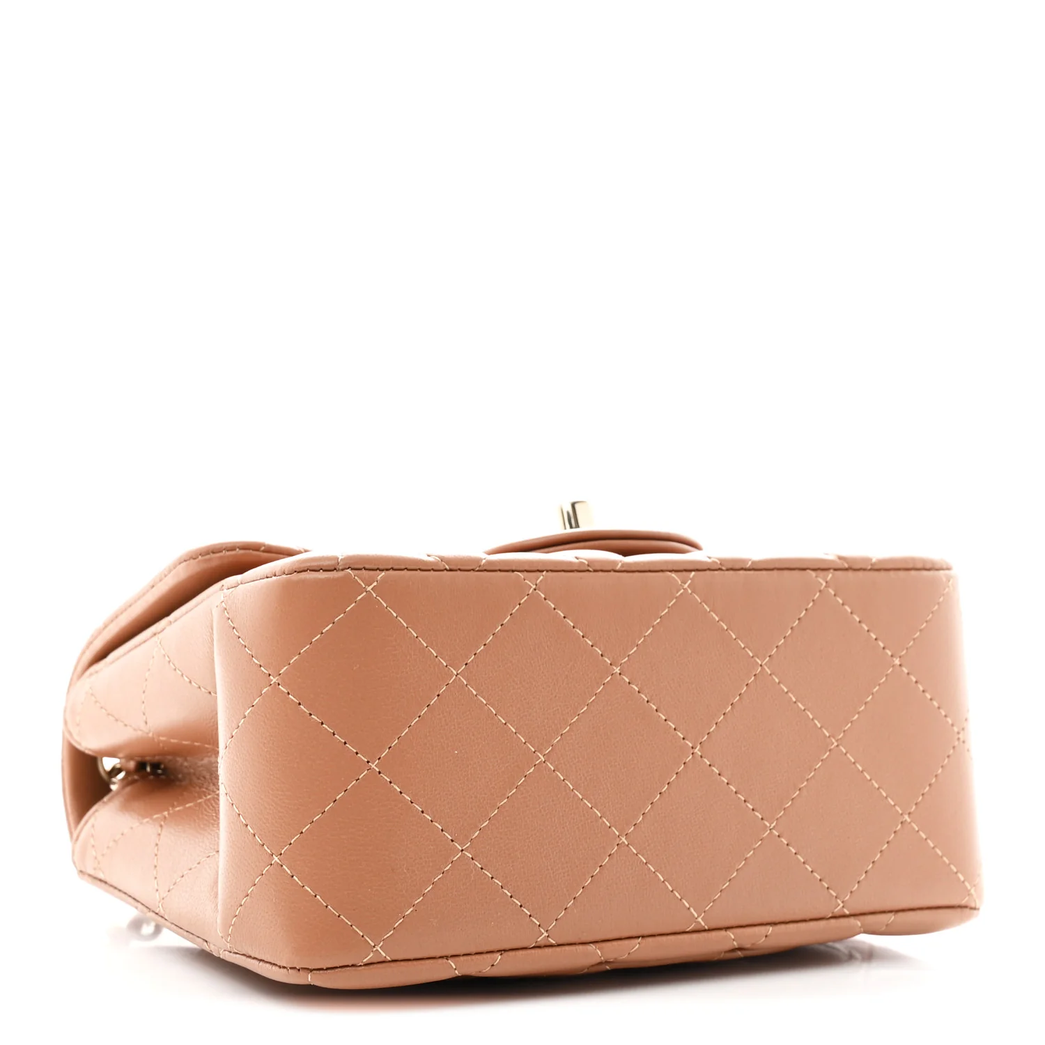Lambskin Quilted Mini Square Flap Brown - Top Club